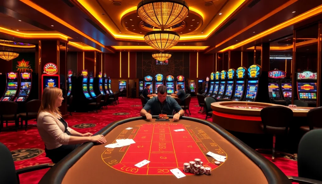 Experience the thrilling action at mm88 com with players enjoying blackjack and vibrant slot machines.